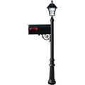 E1 Economy Mailbox System with Fluted Base & Bayview Solar Lamp Black