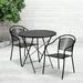 BizChair Commercial Grade 30 Round Black Indoor-Outdoor Steel Folding Patio Table Set with 2 Round Back Chairs