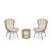 GDF Studio Keslynn Outdoor Modern 2 Seater Light Brown Wicker Chat Set with Side Table