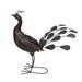 22 in. Steel Indoor & Outdoor Animal Garden Peacock Metal Sculpture Statue with Solar Light & Ground Stake Hammer Tone Bronze