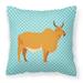 Zebu Indicine Cow Blue Check Fabric Decorative Pillow