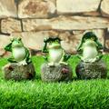 3 Packs Garden Decor Frog Statue Sets Outdoor Patio Ornaments Yard Decorations Art Figurines for The Lawn Balcony Desk