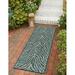 Unique Loom Tsavo Indoor/Outdoor Safari Rug Teal/Ivory 2 x 6 1 Runner Animal Print Contemporary Perfect For Patio Deck Garage Entryway