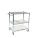 18 Deep x 42 Wide x 39 High 3 Tier Stainless Steel Shelf Cart with 2 Wire Shelf & 1 Solid Shelf