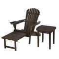 W Unlimited Oceanic Folding Wood Adirondack Chair Set with Built-In Ottoman Dark Brown