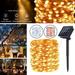 32.8ft 100 LED Solar Lights Outdoor String Solar Outdoor Lights with 8 Lighting Modes Waterproof Solar Powered Fairy Lights for Garden Patio Colorful