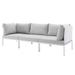 Lounge Sofa Sunbrella Aluminum Metal Steel White Grey Gray Modern Contemporary Urban Design Outdoor Patio Balcony Cafe Bistro Garden Furniture Hotel Hospitality