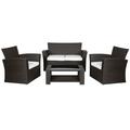 Wynston 4-Piece Outdoor Patio Conversation Set with Cushions Chocolate/White