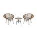 Josiah Outdoor Faux Wicker 2 Seater Chat Set with Tempered Glass Table Light Brown and Beige