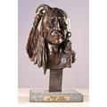 Charles Marion Russell â€œIndian Bustâ€� American Handmade Solid Bronze Sculpture