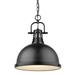 Duncan 1 Light Pendant with Chain in Black with a Matte Black Shade