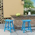 GARDEN 24 Inches Adirondack Plastic Outdoor Bar Stools (Set of 2) Pacific Blue