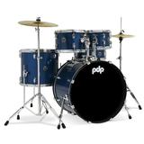 PDP Center Stage Complete Drum Set with Cymbals Throne Royal Blue Sparkle