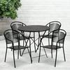 Flash Furniture Commercial Grade 30 Round Black Indoor-Outdoor Steel Folding Patio Table Set with 4 Round Back Chairs