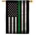 Angeleno Heritage 28 x 40 in. USA Thin Green Line House Flag with Armed Forces Service Double-Sided Decorative Horizontal Flags Decoration Banner Garden Yard Gift