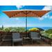 10 x 6.5 FT Rectangular Patio Umbrellas with 26 Solar LED Light Market Table Waterproof Umbrellas Sunshade with Crank and Push Button Tilt Patio Hanging Umbrella for Garden Deck Pool Brown