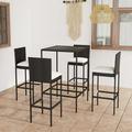 Suzicca 5 Piece Patio Bar Set with Cushions Poly Rattan Black