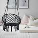 Hammock Chair Macrame Swing Max 330 Lbs Hanging Cotton Rope Hammock Swing Chair for Bedroom Indoor and Outdoor Black