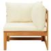 Suzicca Corner Sofa with White Cushions Solid Acacia Wood