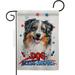 Breeze Decor Patriotic Australian Shepherd Animals Dog 13 x 18.5 in. Double-Sided Decorative Vertical Garden Flags for House Decoration Banner Yard Gift