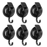 6Pack Suction Cup Hooks Suction Cup Hooks for Shower with 20 Pounds Load Easy to Install Ready to Use for Bathroom Shower Loofah Towel - Black