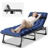 NAIZEA Portable Folding Camping Cot Adjustable Heavy Rollaway Sleeping Bed Outdoor Folding Lounge Chair with Mattress and Pillow