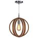 Woodbridge Lighting Celestial 1 Light Wood Pendant in Satin Nickel/Ash