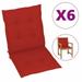 Anself 6 Piece Garden Chair Cushions Fabric Seat and Back Cushion Patio Chair Pads Red for Outdoor Furniture 39.4 x 19.7 x 1.2 Inches (L x W x T)