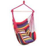 EasingRoom Small Hammock Chair with Sitting and Reclining Cushions Hammock Chair Porch Swing Camping Portable Red Strip