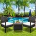 3 Piece Patio Bistro Set Clearance Outdoor Patio Furniture Set with Cushions Modern Wicker Patio Set Rattan Conversation Set with Coffee Table for Backyard Garden Pool Deck LLL1794