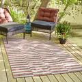 Unique Loom Striped Indoor/Outdoor Striped Rug Rust Red/Ivory 5 1 x 8 Rectangle Geometric Contemporary Perfect For Patio Deck Garage Entryway