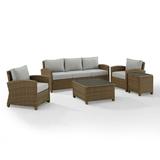 Crosley Furniture Bradenton 5Pc Outdoor Fabric Sofa Set in Gray & Brown