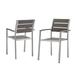 Side Dining Chair Armchair Set of 2 Aluminum Metal Steel Silver Grey Gray Modern Contemporary Urban Design Outdoor Patio Balcony Cafe Bistro Garden Furniture Hotel Hospitality