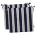 RSH DÃ©cor Indoor Outdoor Set of 2 Foam Dining Chair Seat Cushions 19 x 19 x 3 Navy Blue & White Stripe