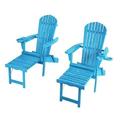 Best Desu Oceanic Collection Adirondack Chaise Lounge Chair Foldable cup and glass holder built in ottoman Set of 2