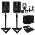 Studio Kit (2) Mackie CR5-XBT 5 Studio Monitors+8 Sub+Headphones+Mic+Stands