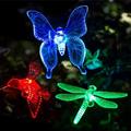 Miuline Butterfly Garden Solar Lights 3Pcs Solar Stake Lights Outdoor Garden Color Changing LED Butterfly Dragonfly Stake Light for Garden Lawn Yard Path Walkway Decoration