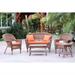 Jeco 5pc Wicker Conversation Set in Honey with Orange Cushions