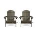 GDF Studio Kandyce Outdoor Acacia Wood Folding Adirondack Chairs Set of 2 Gray