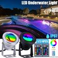 Rosnek RGB Convex Lens LED Underwater Spotlight Remote Control&16 Color Changing Waterproof Dimmable Submersible Light For Landscape Fountain Aquarium Garden Pool Home Decor Lighting 1/2/4Pack