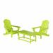 WestinTrends Malibu 3-Pieces Outdoor Patio Furniture Set All Weather Outdoor Seating Plastic Adirondack Chair Set of 2 with Coffee Table for Porch Lawn Backyard Lime