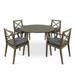 GDF Studio Lemyra Outdoor Acacia Wood 5 Piece Dining Set with Cushions Gray and Dark Gray