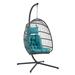 Resin Rattan Wicker Swing Egg Chair with Stand in Gray/Teal