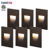 LEONLITE 6 Pack 3CCT LED Step Lights 120V Dimmable Stair Lights Indoor Outdoor Ultra Bright Aluminum 3K/4K/5K Selectable for Modern Patio Deck Steps Oil Rubbed Bronze