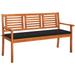 3-Seater Patio Bench with Cushion 23.3 Solid Eucalyptus Wood