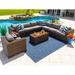 Tuscany 9-Piece Resin Wicker Outdoor Patio Furniture Sectional Sofa Set with Seven Modular Sectional Seats Armchair and Coffee Table (Half-Round Brown Wicker Sunbrella Canvas Taupe)
