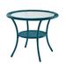 BrylaneHome Outdoor Roma All Weather Round Resin Wicker Bistro Table Patio Furniture Yard - 29 Height - Teal Blue