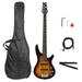 Hassch Electric Guitar Kit Full Size 5 String Bass Instruments Basswood Guitar Bag Amp Cord Sunset Color