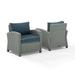 Crosley Furniture Bradenton Wicker / Rattan Patio Armchair in Gray (Set of 2)