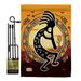 Breeze Decor BD-SW-GS-115145-IP-BO-D-US18-BD 13 x 18.5 in. Kokopelli Playing Flute Country & Primitive Southwest Impressions Decorative Vertical Double Sided Garden Flag Set with Banner Pole